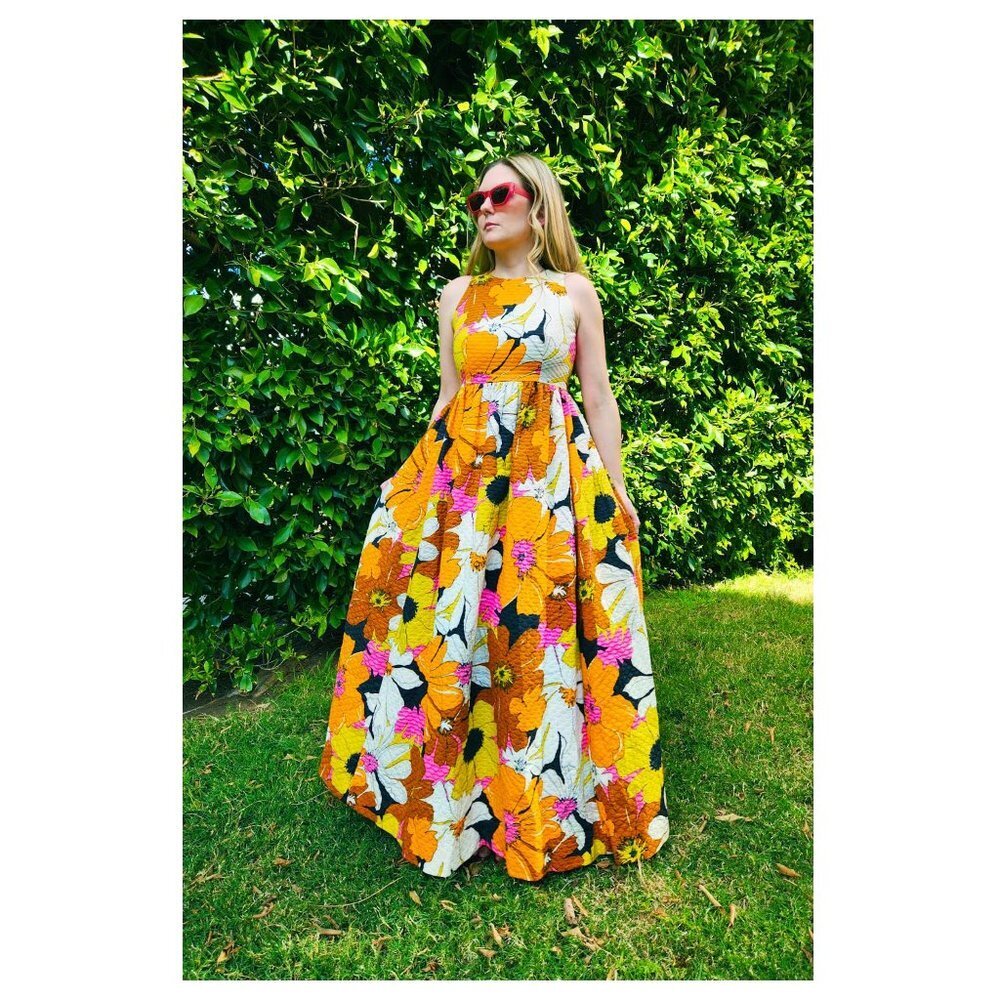 Vintage 70s Handmade Floral Maxi Dress - Picture 1 of 10